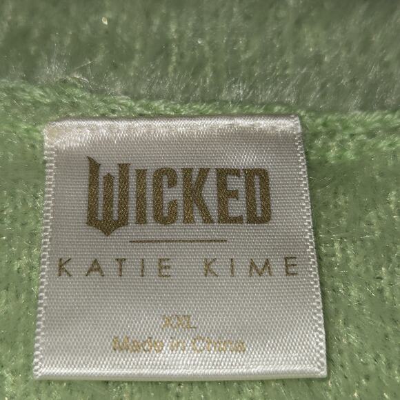 Wicked Katie Kime Women's XXL Green Fluffy Open Cardigan Sweater Bow Universal - Picture 2 of 12